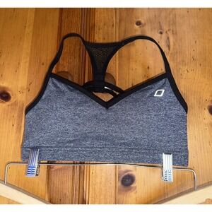 Lorna Jane Sports Bra Yoga Running Racerback Gray Strappy Mesh Active Women's XS
